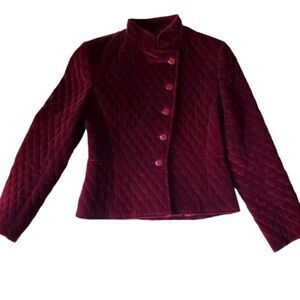 Vintage Gamut  Women's Quilted Blazer Military Size XS Burgundy Preppy